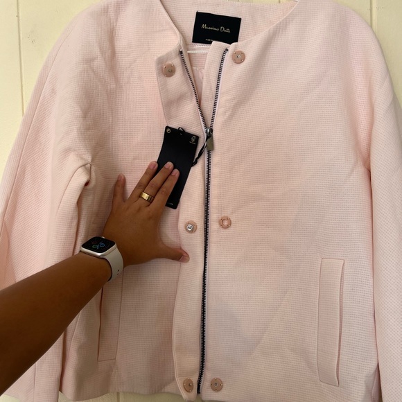 SOLD MASSIMO DUTTI Petal Pink Textured Jacket Size Medium FLAWED - Picture 8 of 16